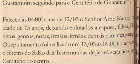 Obituário de Arno Karsten